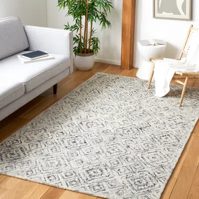 Safavieh Micro-loop Hand Made Area Rug, Grey / Beige Transitional Style Non-shedding In Gray