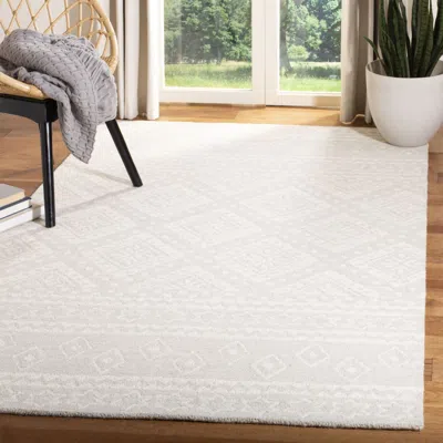 Safavieh Micro-loop Hand Made Area Rug, Grey / Ivory Bohemian Style Non-shedding In Neutral