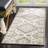Safavieh Micro-loop Hand Made Area Rug, Ivory / Blue Traditional Style Non-shedding In Gray