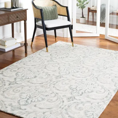 Safavieh Micro-loop Hand Made Area Rug, Ivory / Grey Traditional Style Non-shedding In White