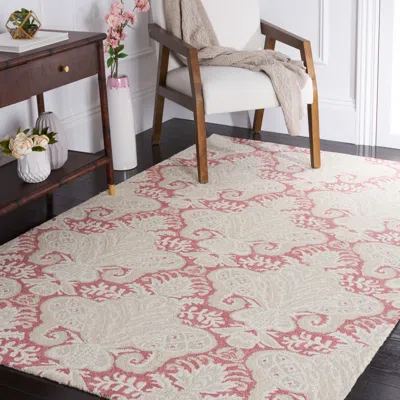 Safavieh Micro-loop Hand Made Area Rug, Pink / Beige Traditional Style Non-shedding