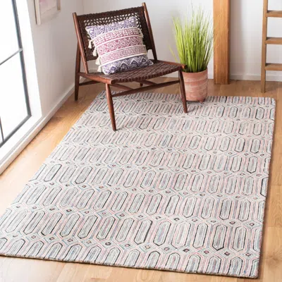 Safavieh Micro-loop Hand Made Area Rug, Pink / Grey Contemporary Style Non-shedding In Gray