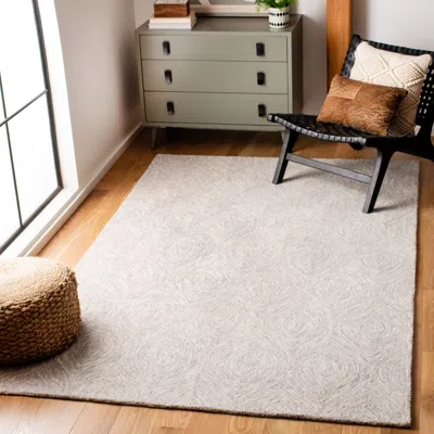 Safavieh Micro-loop Hand Made Area Rug, Silver / Ivory Contemporary Style Non-shedding In Gray