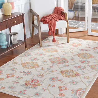 Safavieh Micro-loop Hand Made Area Rug, Silver / Red Traditional Style Non-shedding In Neutral