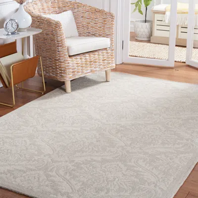 Safavieh Micro-loop Hand Made Area Rug, Silver Traditional Style Non-shedding In Neutral