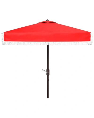 Safavieh Indoor/outdoor Milan 7.5' Square Umbrella In Red