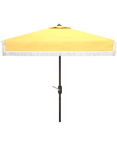 Safavieh Indoor/outdoor Milan 7.5' Square Umbrella In Yellow