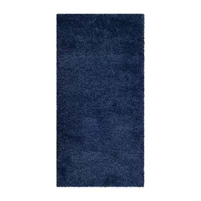 Safavieh Milan Collection Harper Solid Shag Indoor Rectangular Accent Rug In Blue
