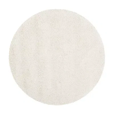 Safavieh Milan Collection Harper Solid Shag Indoor Round Area Rug In White