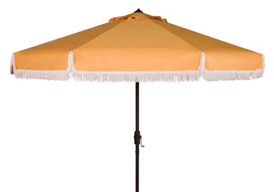 Safavieh Milan Fringe 11ft Rnd Crank Umbrella In Orange