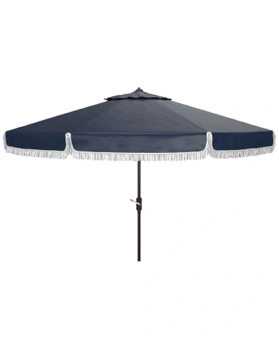 Safavieh Milan Fringe 11ft Round Crank Umbrella