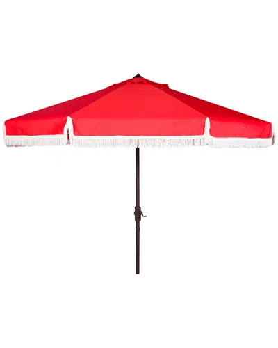 Safavieh Milan Fringe 11ft Umbrella In Red