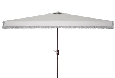 Safavieh Milan Fringe 6.5 X 10 Ft Rect Crank Umbrella In White