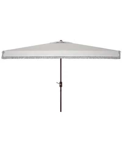 Safavieh Milan Fringe 6.5 X 10 Ft Rect Crank Umbrella In White