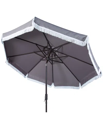 Safavieh Milan Fringe 9ft Crank Outdoor Push Button Tilt Umbrella