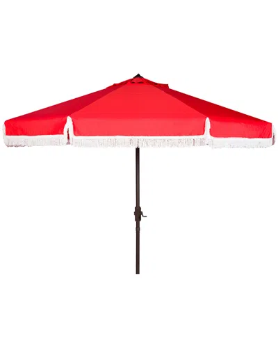 Safavieh Milan Fringe 9ft Crank Outdoor Push Button Tilt Umbrella