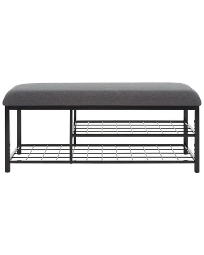 Safavieh Milligan Open Shelf Bench With Cushion In Grey