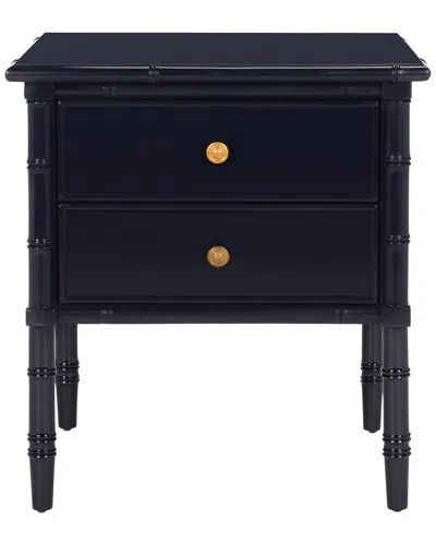 Safavieh Mina Modern Coastal 2-drawer 25in Bamboo Nightstand In Black