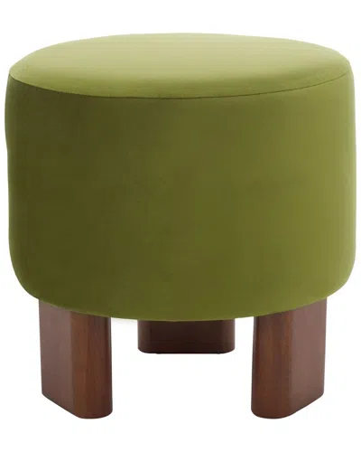 Safavieh Mista Ottoman With Wood Legs In Green