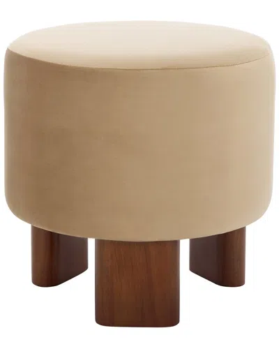 SAFAVIEH SAFAVIEH MISTA OTTOMAN WITH WOOD LEGS