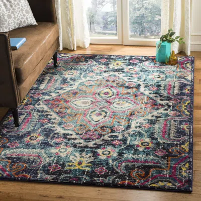 Safavieh Monaco Machine Made Area Rug, Blue / Fuchsia Bohemian Style Easy Care