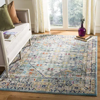Safavieh Monaco Machine Made Area Rug, Blue / Light Grey Traditional Style Easy Care In Multi