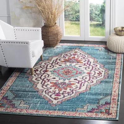 Safavieh Monaco Machine Made Area Rug, Blue / Multi Traditional Style Easy Care
