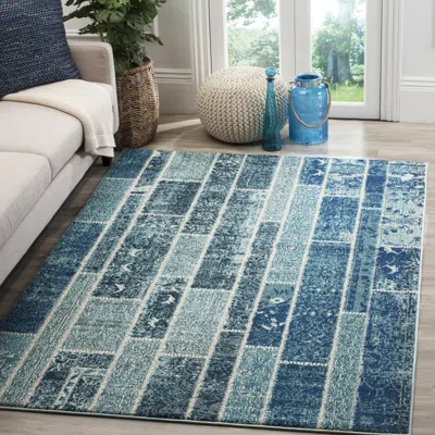 Safavieh Monaco Machine Made Area Rug, Blue / Multi Transitional Style Easy Care