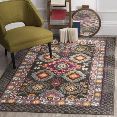 Safavieh Monaco Machine Made Area Rug, Brown / Multi Bohemian Style Easy Care In Gray