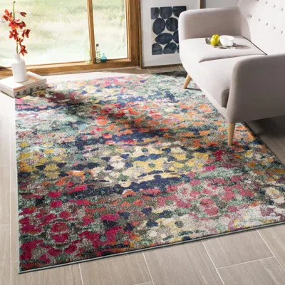 Safavieh Monaco Machine Made Area Rug, Green / Blue Bohemian Style Easy Care In Multi