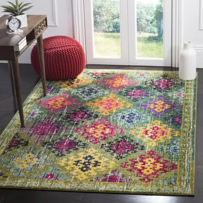 Safavieh Monaco Machine Made Area Rug, Green / Multi Bohemian Style Easy Care