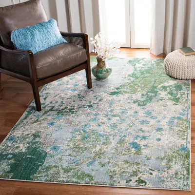 Safavieh Monaco Machine Made Area Rug, Green / Turquoise Contemporary Style Easy Care