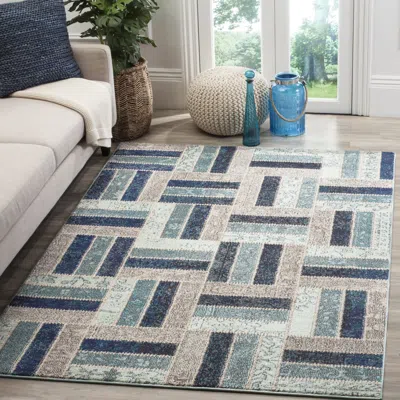 Safavieh Monaco Machine Made Area Rug, Grey / Blue Contemporary Style Easy Care In Multi