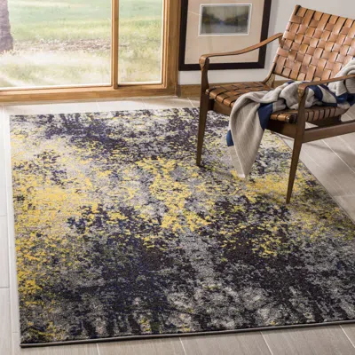 Safavieh Monaco Machine Made Area Rug, Grey / Multi Contemporary Style Easy Care In Gray