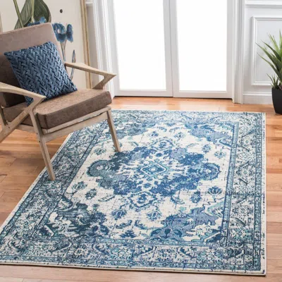 Safavieh Monaco Machine Made Area Rug, Ivory / Blue Traditional Style Easy Care