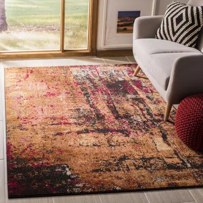 Safavieh Monaco Machine Made Area Rug, Multi Contemporary Style Easy Care In Brown