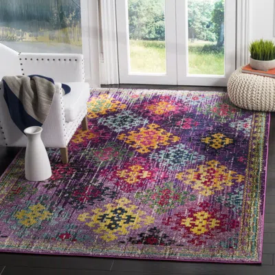Safavieh Monaco Machine Made Area Rug, Purple / Multi Bohemian Style Easy Care