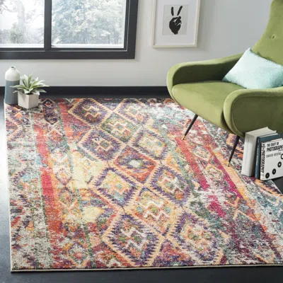 Safavieh Monaco Machine Made Area Rug, Purple / Orange Bohemian Style Easy Care In Multi