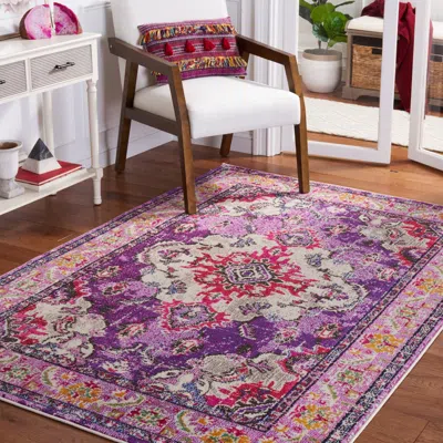 Safavieh Monaco Machine Made Area Rug, Violet / Fuchsia Traditional Style Easy Care In Purple