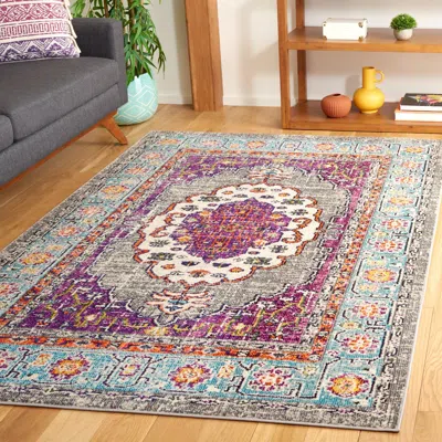 Safavieh Monaco Machine Made Area Rug, Violet / Light Blue Traditional Style Easy Care In Multi
