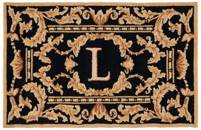 Safavieh Monogram Hand Made Area Rug, Black Traditional Style Non-shedding