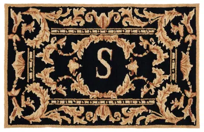 Safavieh Monogram Hand Made Area Rug, Black Traditional Style Non-shedding