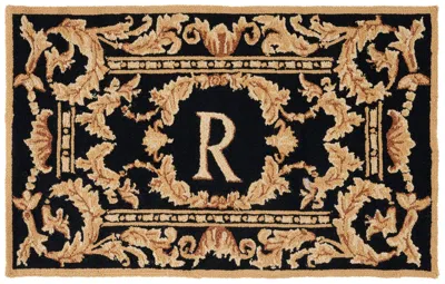 Safavieh Monogram Hand Made Area Rug, Black Traditional Style Non-shedding In Multi