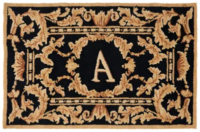 Safavieh Monogram Hand Made Area Rug, Black Traditional Style Non-shedding In Gold
