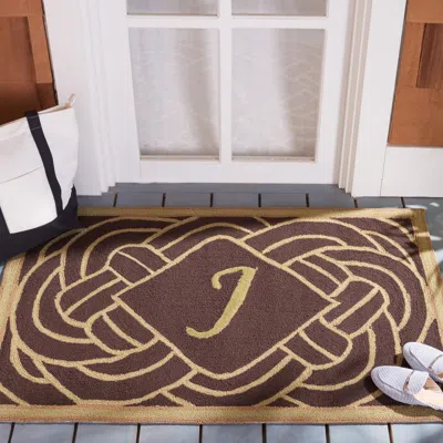 Safavieh Monogram Hand Made Area Rug, Chocolate Novelty Style Non-shedding In Brown