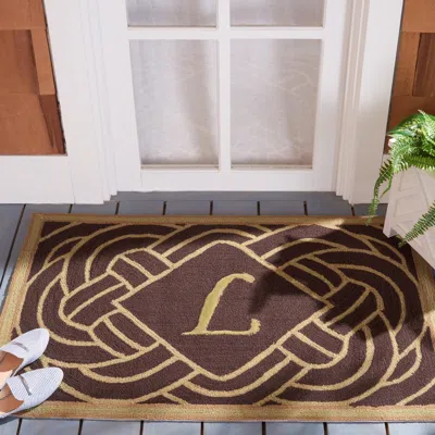 Safavieh Monogram Hand Made Area Rug, Chocolate Novelty Style Non-shedding In Brown