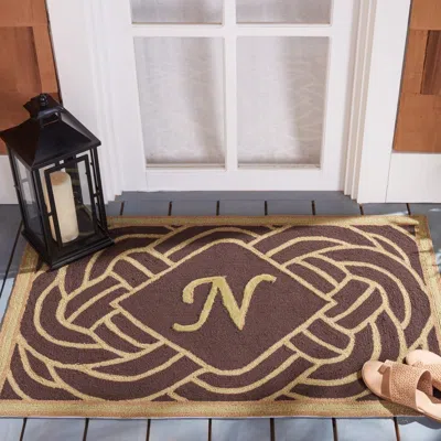 Safavieh Monogram Hand Made Area Rug, Chocolate Novelty Style Non-shedding In Brown