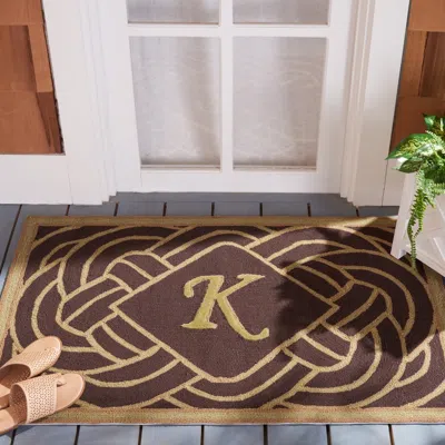 Safavieh Monogram Hand Made Area Rug, Chocolate Novelty Style Non-shedding In Brown