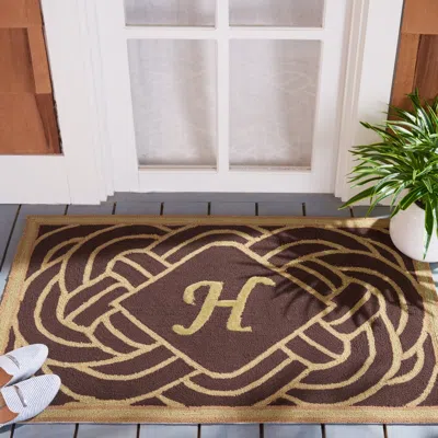 Safavieh Monogram Hand Made Area Rug, Chocolate Novelty Style Non-shedding In Brown