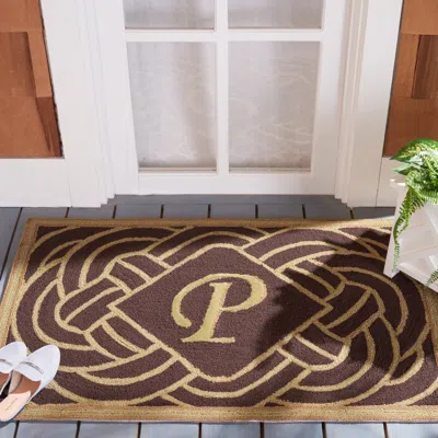 Safavieh Monogram Hand Made Area Rug, Chocolate Novelty Style Non-shedding In Brown